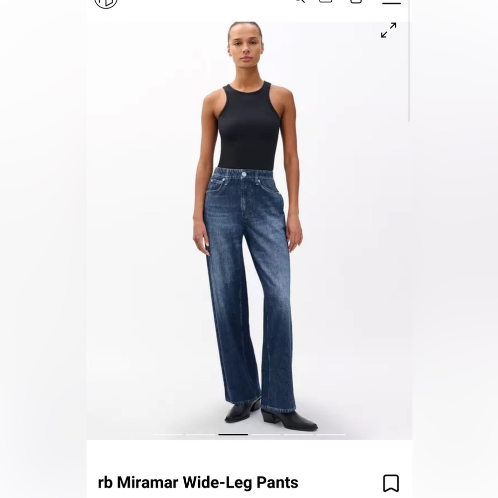 rag & bone Miramar Wide-Leg Jeans in Dark Blue Wash